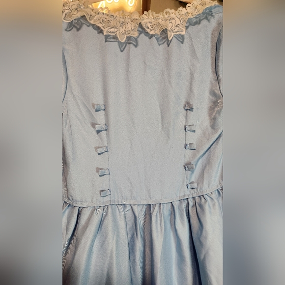 Unbranded Size S Blue Bridgerton Vibes Renaissance Bell Sleeves Gown Lace Trim - Picture 9 of 11